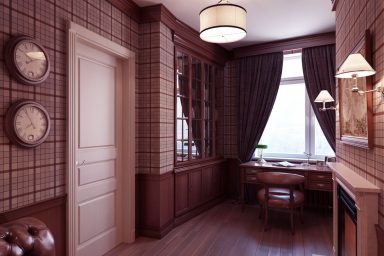 Quiet Study Room with Classic Wall Clock