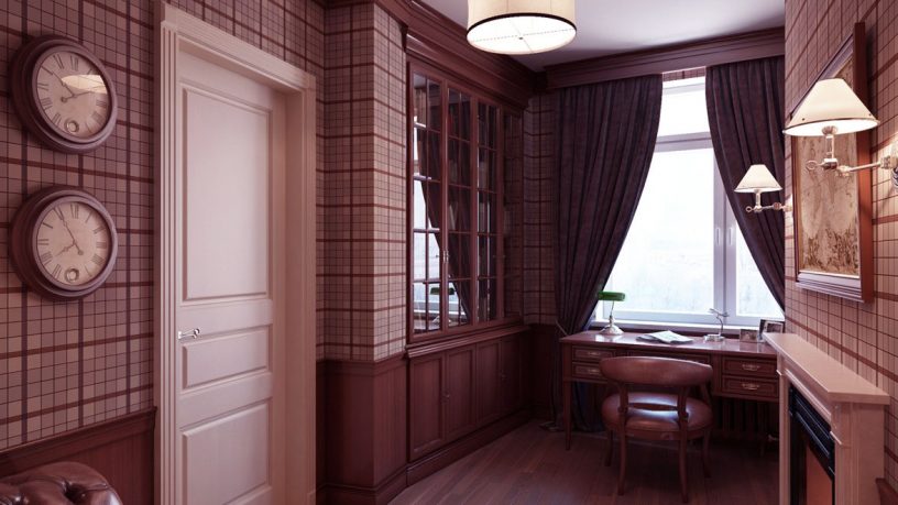 Quiet Study Room with Classic Wall Clock