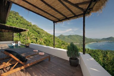 Tropical Deck Beside Swimming Pool with Beautiful Sea View