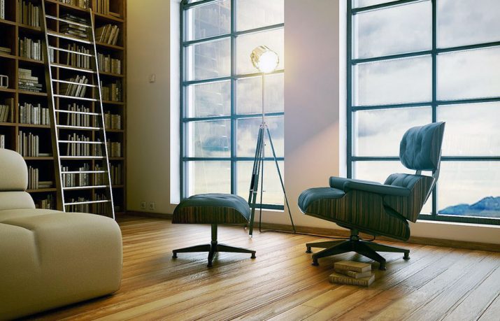 Warm Reading Room Design with Wooden Floor Ideas