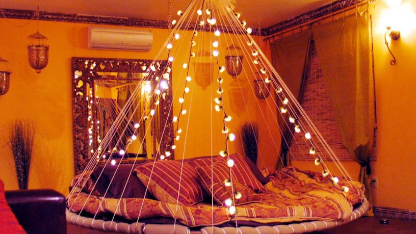 Awesome Floating Bed Fairy Lights Design