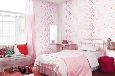 Beautiful Pink White Dot Pattern Girls Bedroom