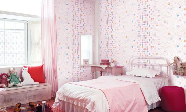 Beautiful Pink White Dot Pattern Girls Bedroom