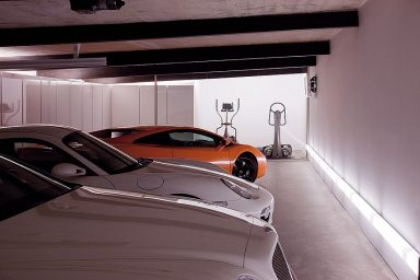 Garage Home Gym Area with Luxury and Sport Cars