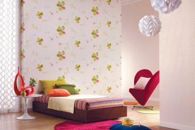 Green and Pink Flower Modern Wall Decal