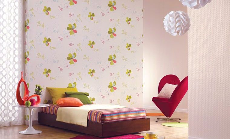 Green and Pink Flower Modern Wall Decal