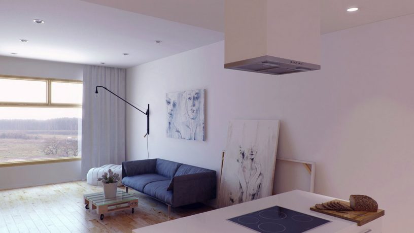 Living Room and Kitchen in One Space Apartment