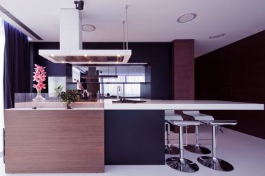 Modern Black Brown White Kitchen Design