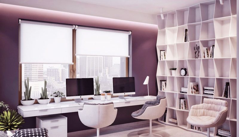 Modern Fresh Home Office with Double iMac Monitor