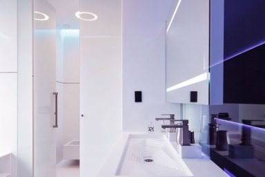 Modern White Purple Bathroom Scheme