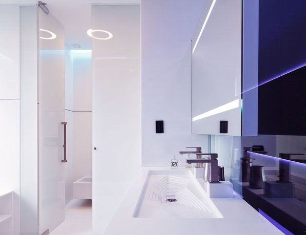 Modern White Purple Bathroom Scheme