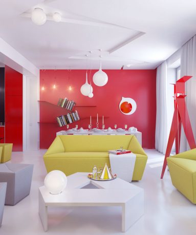 Open Living Space Apartment with Colorful Decor