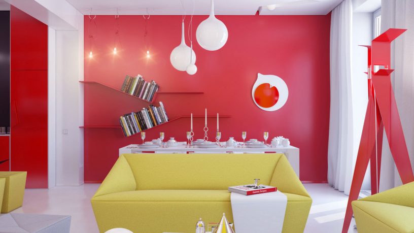 Open Living Space Apartment with Colorful Decor