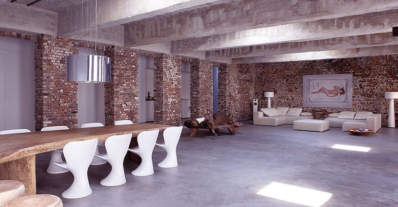 Open Plan Exposed Brick Wall Interior Decor