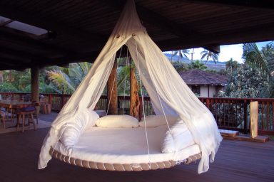 White Hanging Patio Bed Design Ideas