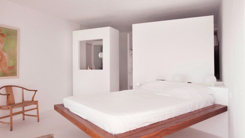 Wooden Platform Bed in White Room Ideas