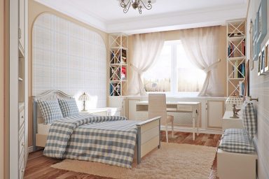 Bright Bedroom with Blue Chequered Ideas