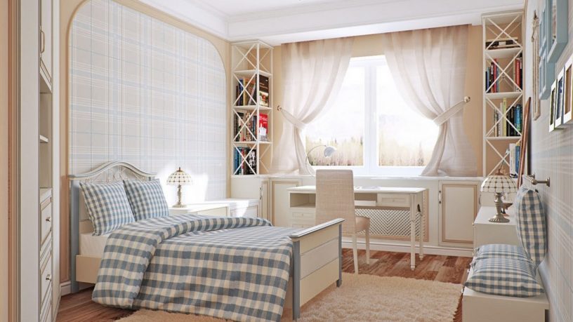 Bright Bedroom with Blue Chequered Ideas