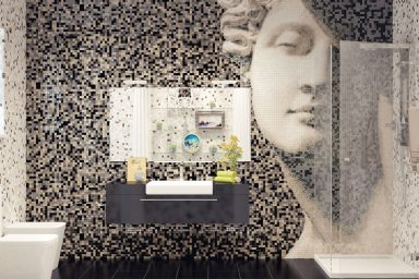 Contemporary Mosaic Tile Bathroom Feature Wall