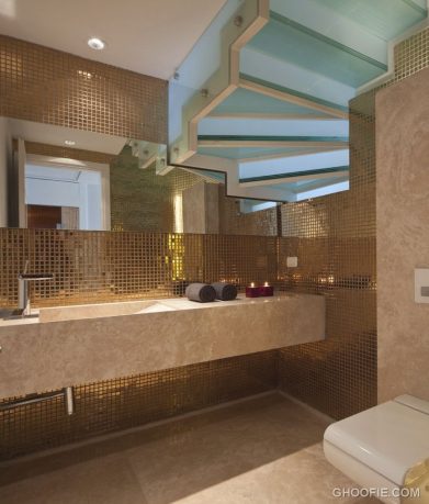 Gold Bathroom Mosaic Tile Design