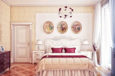 Modern Classic Cream Red Bedroom Scheme