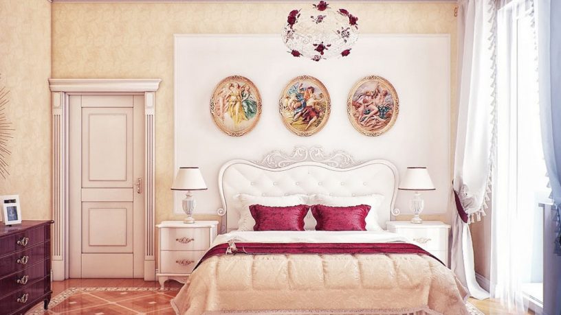 Modern Classic Cream Red Bedroom Scheme