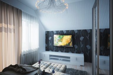 Modern Dark Bedroom with Flower Wall Decor Idea