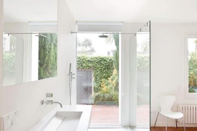 White Countertop Block Washbasin Design