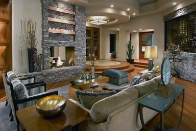 Bright Living Room with Ceiling Light Decor