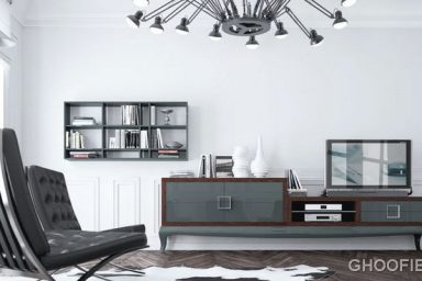 Classic Living Room with Vintage LCD TV Furniture