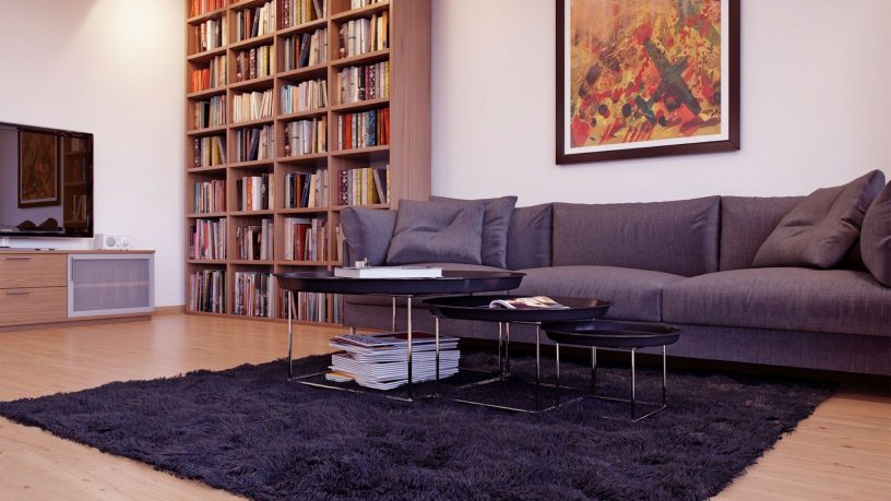 Spacious Living Room With Contemporary Grey Sofa