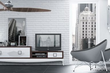 White Brick Wall Living Room with Modern Furniture