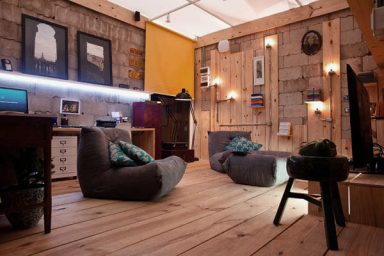 Home Office Design with Multimedia Library