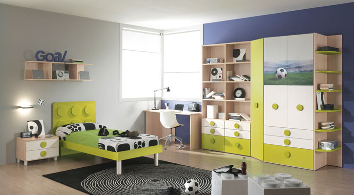 Cool Green Foot Ball Theme Bedroom for Kids