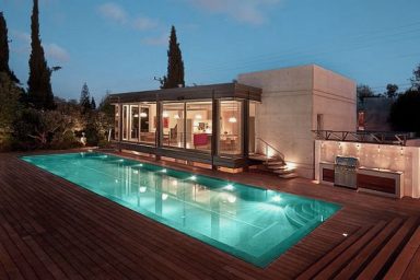 Modern House Design with Wooden Deck and Pool