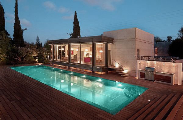 Modern House Design with Wooden Deck and Pool