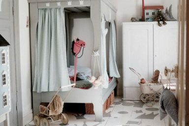 Vintage Kids Bedroom Design with Unique Bed
