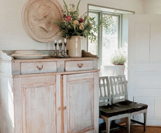 White Vintage House Design with Rough Furniture
