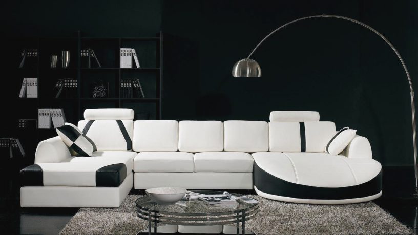 Awesome Black Living Room with White Sofa