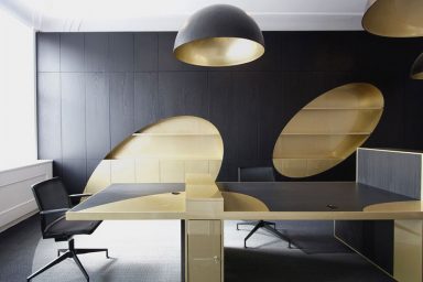 Gold Black Contrass Color Office Wood Furniture