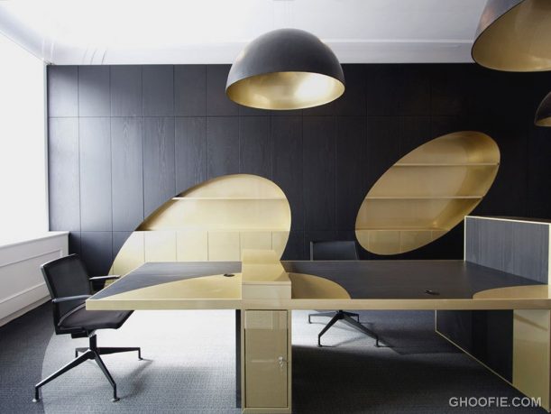 Gold Black Contrass Color Office Wood Furniture