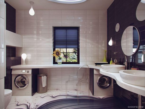 Luxury Small Bathroom with Drip Lamp Design
