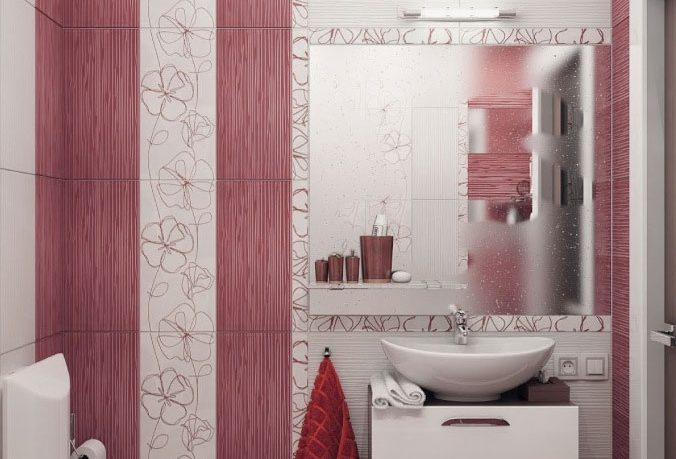 Small Minimalist Bathroom with Wall Striped Decor