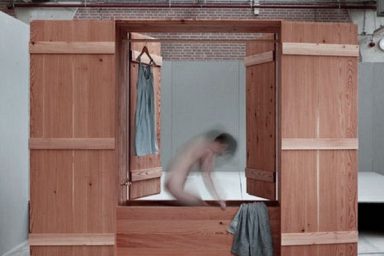 Unique Wooden Wardrobe Design with Sauna