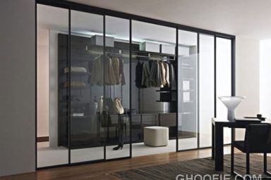 Awesome Walk in Closet Design with Sliding Glass Doors