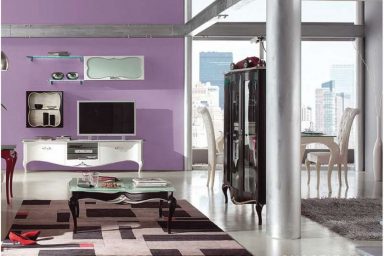 Fancy Purple Wall Living Room Interior Decor