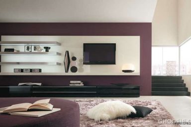 Mauve Wall Living Room Interior Design