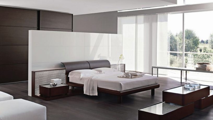 White Clean Bedroom with Mahogany Furniture