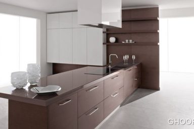 Contemporary Kitchen Design with Brown White Furniture