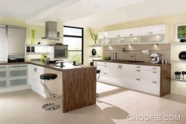 Great Kitchen with White Brown Furniture Design